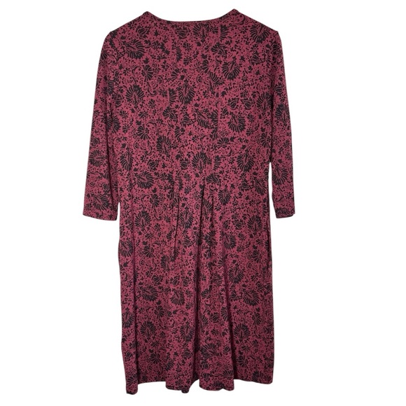 Chadwicks Midi Dress Medium Button Down Dark Romantic Burgundy Prairie Pocket - Picture 2 of 10